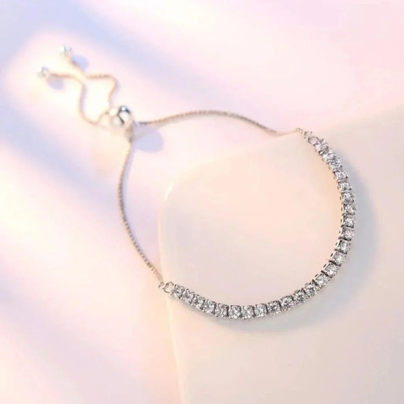 NEW 925 Sterling Silver Diamond Tennis Bracelet - Picture 4 of 6